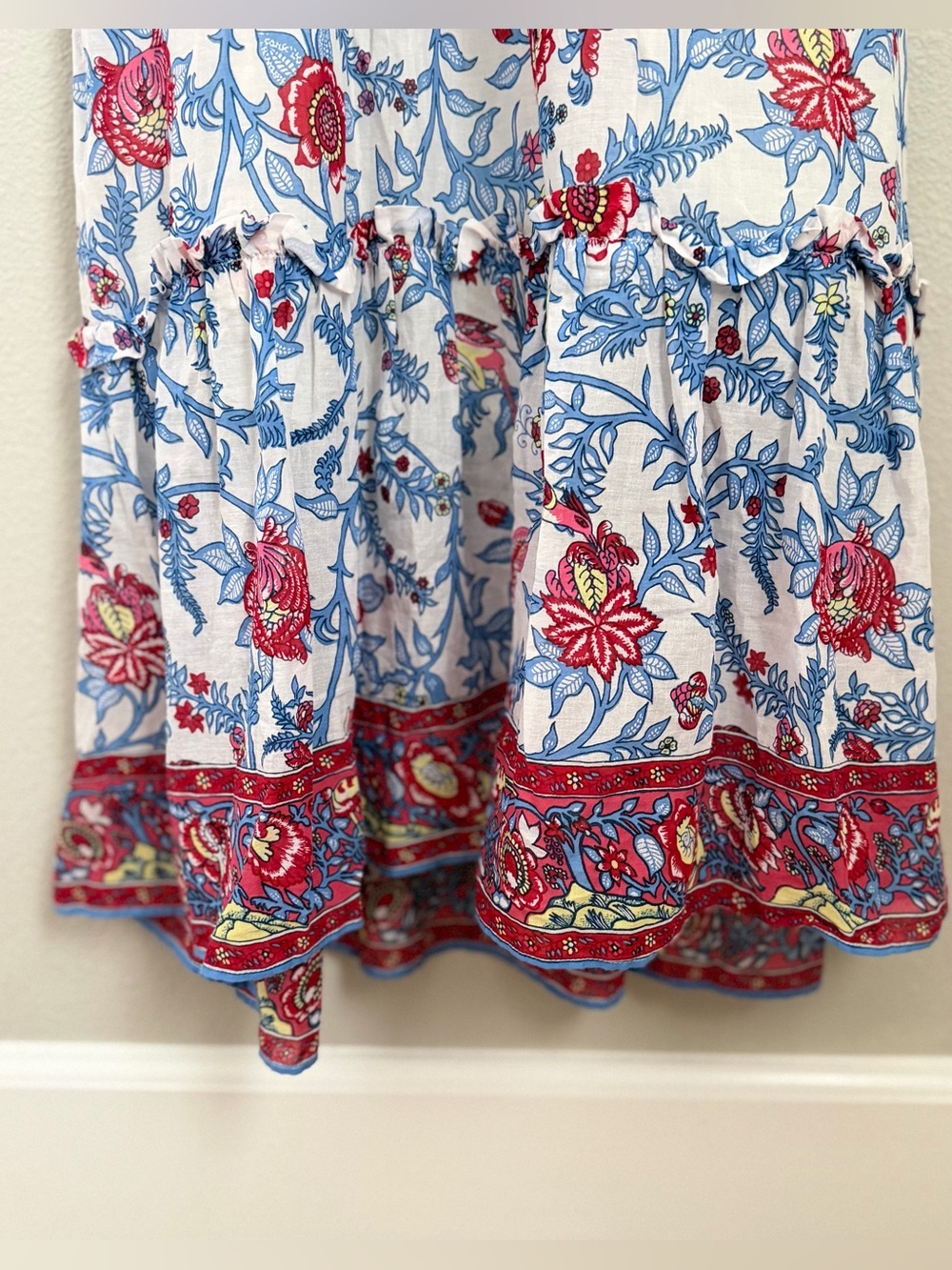 J. Crew Floral Tie-Front Maxi Dress in White with Blue & Red Print - 00 - Picture 6 of 12